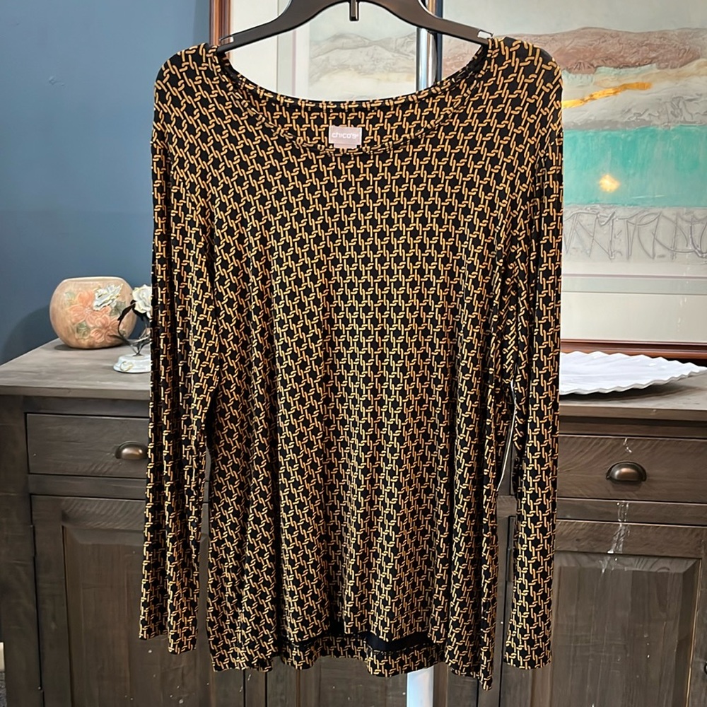 Chico’s size 3 black and gold blouse